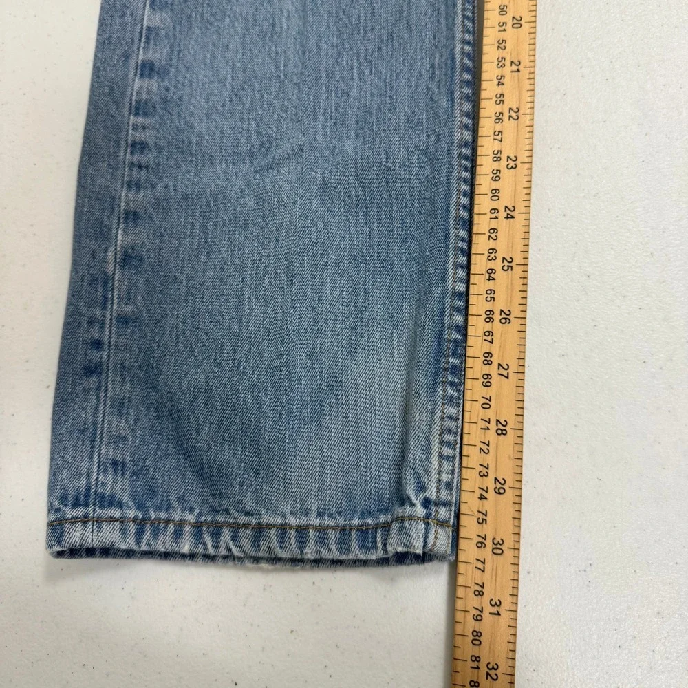 Levis 505 Regular‎ Fit Straight Leg Light Wash Blue Jeans W33 L32 Distressed